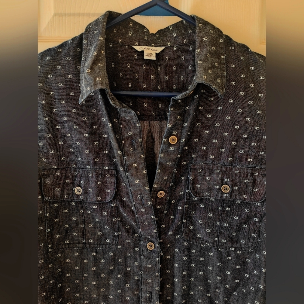 Calvin Klein Denim logo print shirt